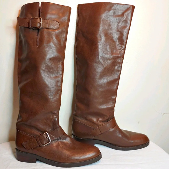 Kathryn Amberleigh Knee High Brown Leather Riding Boots Size Women's 7 - Picture 2 of 9